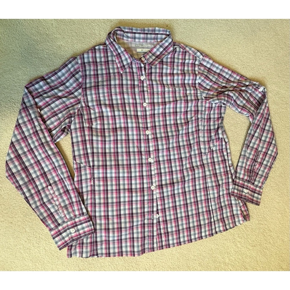 Columbia Omni-Shade Women's Vented Long Sleeve Sun Protection Shirt Plaid L
